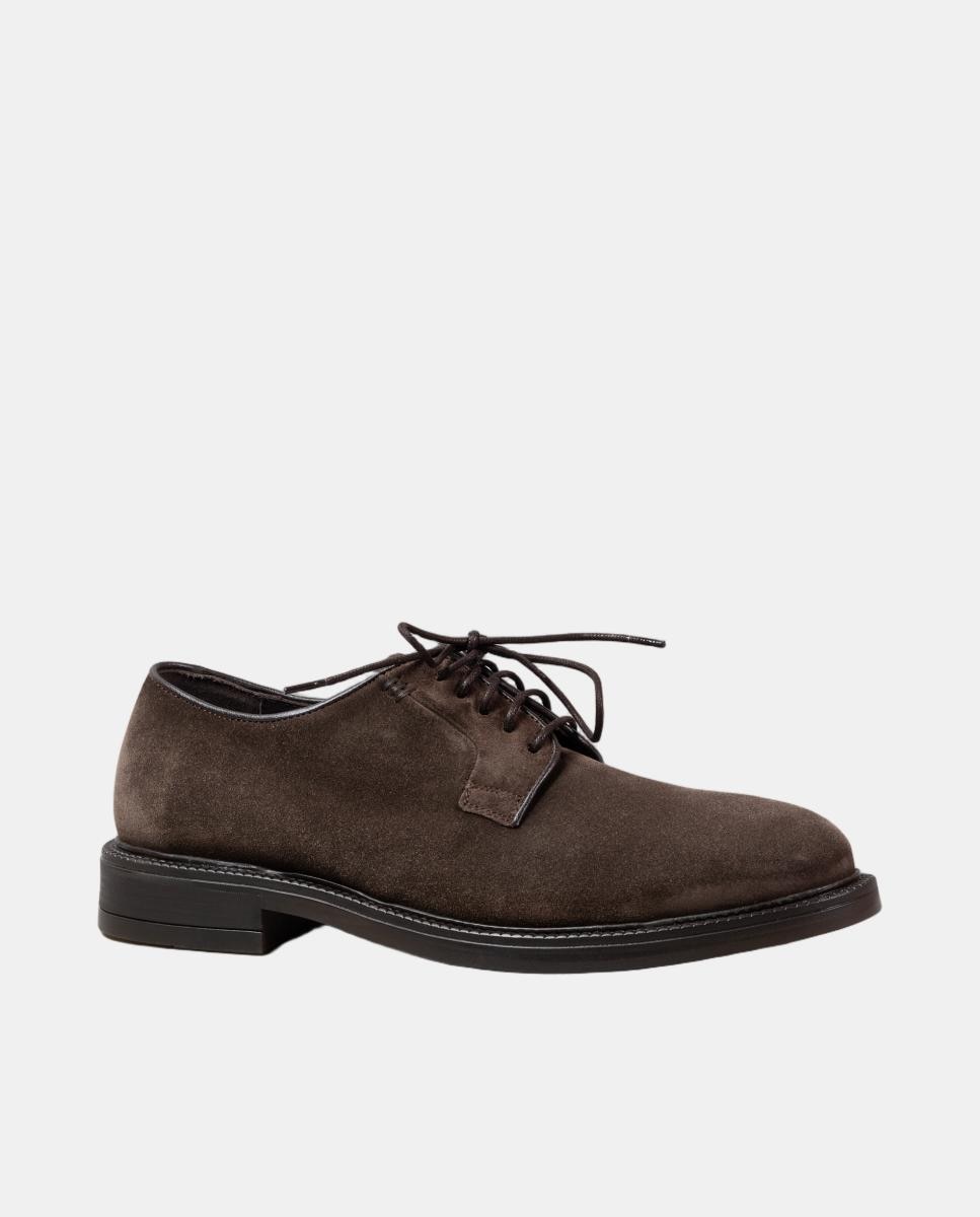 Sapato blucher homem pele piso borracha Castanho-chocolate-7