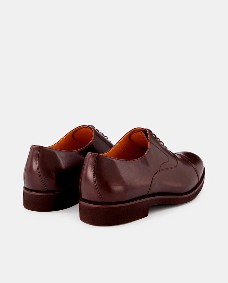 Sapatos de Atacadores em Pele com Biqueira Direita Castanho-escuro-3