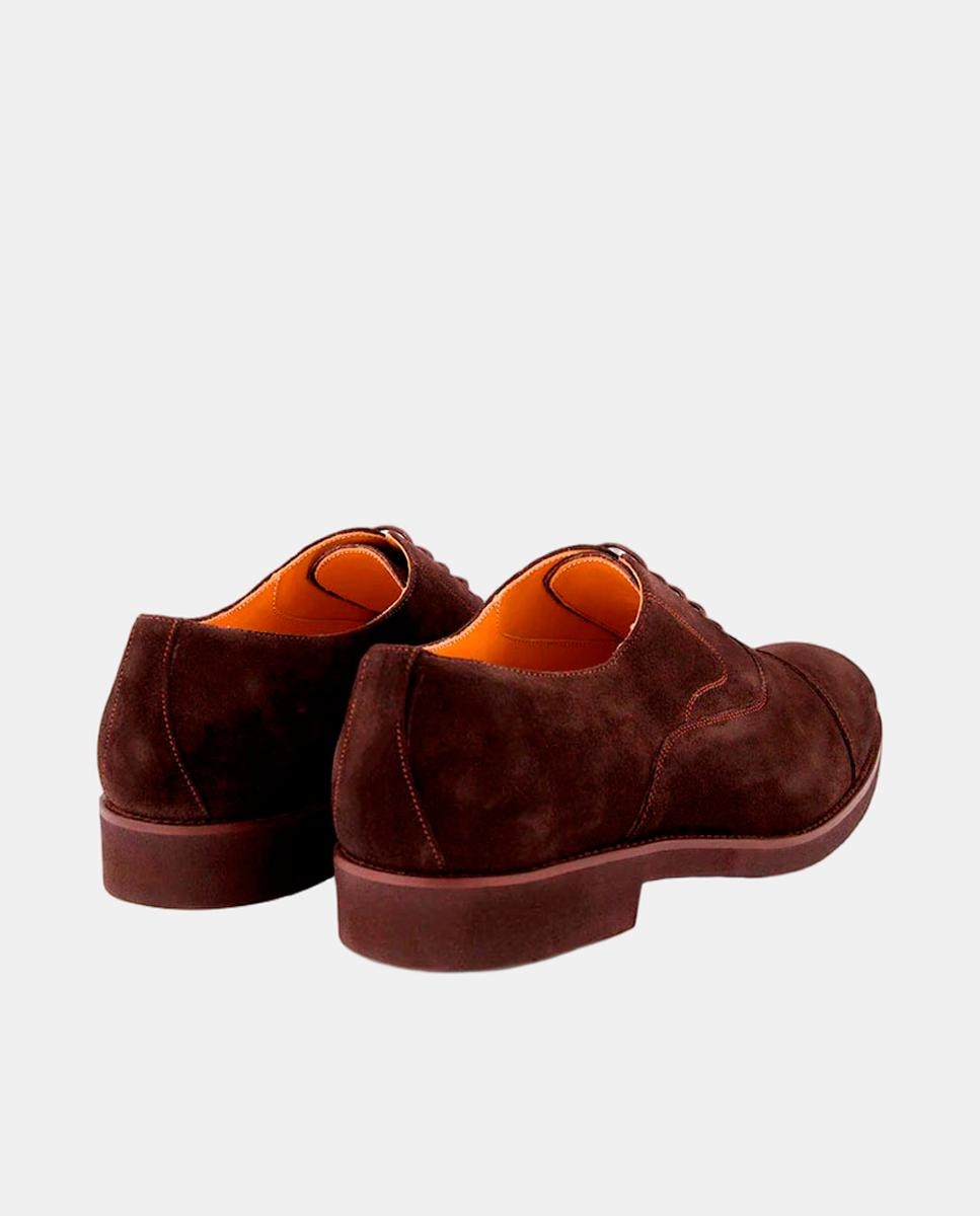 Sapatos de Atacadores em Pele com Biqueira Direita Castanho-escuro-2