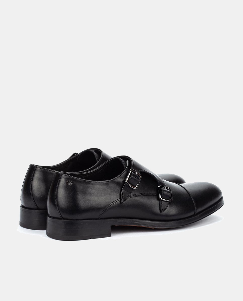 Bluchers Empire com Biqueira Direita, Fivela Dupla e em Pele Preto-4