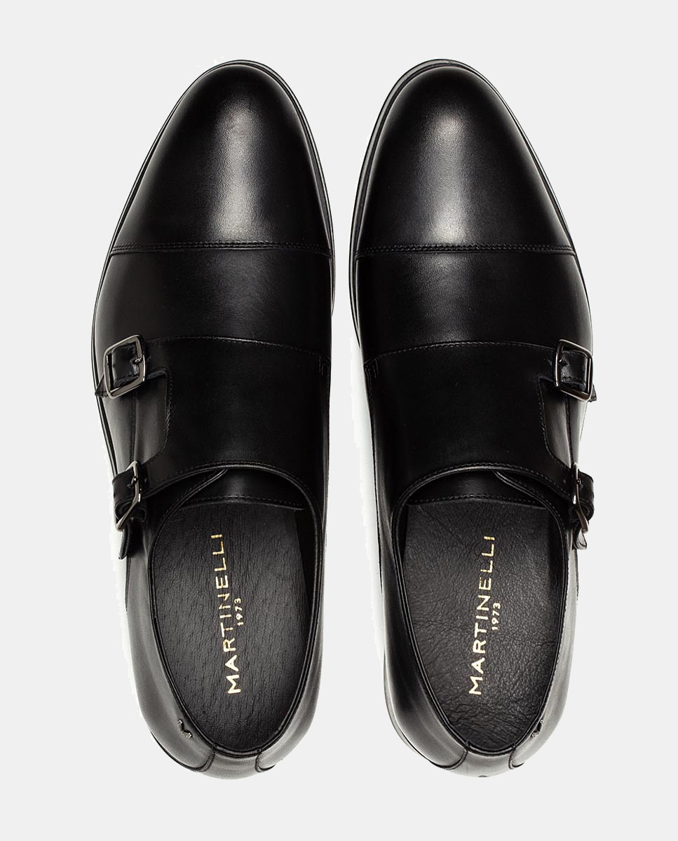 Bluchers Empire com Biqueira Direita, Fivela Dupla e em Pele Preto-6