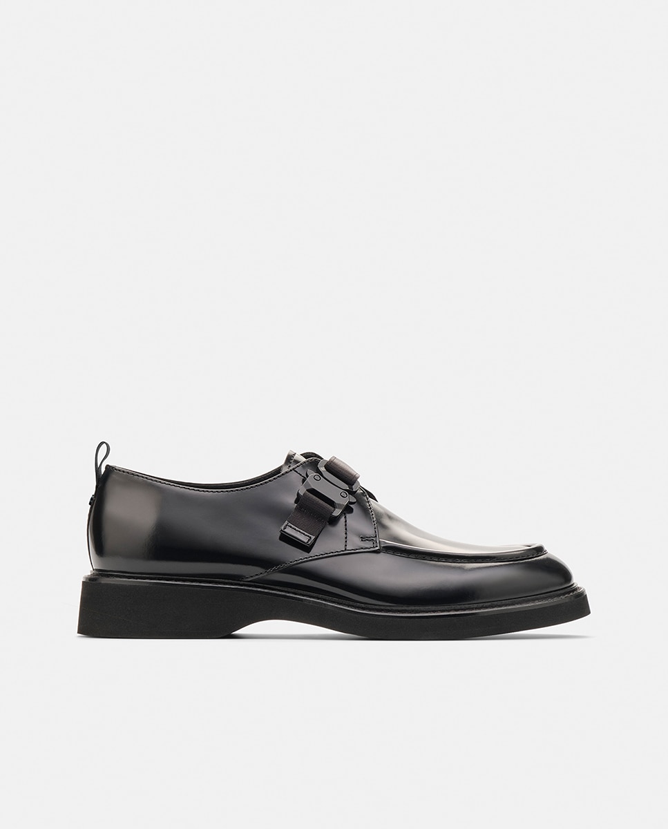 Bluchers Tipo Norueguês em Pele Luca Pretos-1