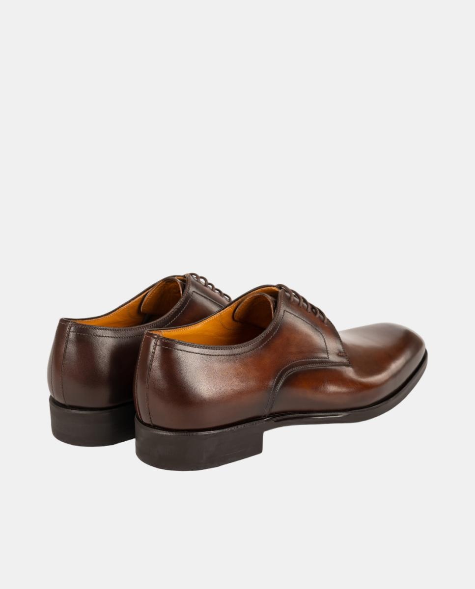 Sapatos de Atacadores Tipo Bluchers PL em Pele PG Madison Castanho-3