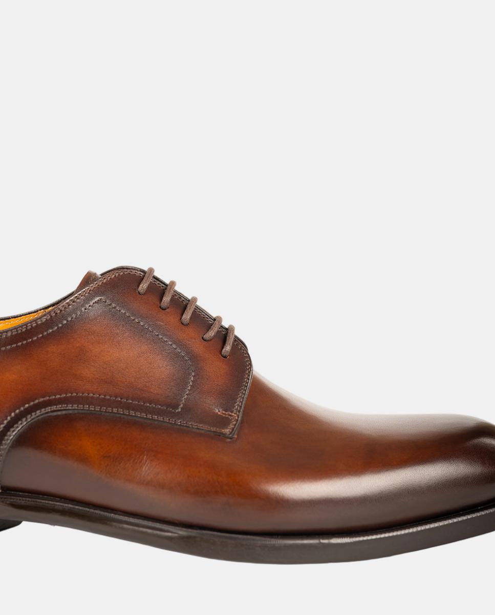 Sapatos de Atacadores Tipo Bluchers PL em Pele PG Madison Castanho-6