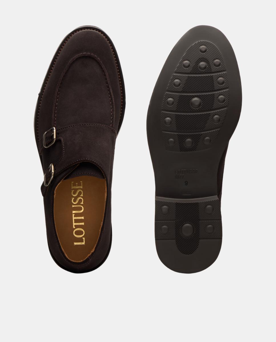 Imagen 2 de Zapato doble hebilla mocasin hombre piel de ante - Lottusse - Moka Moka