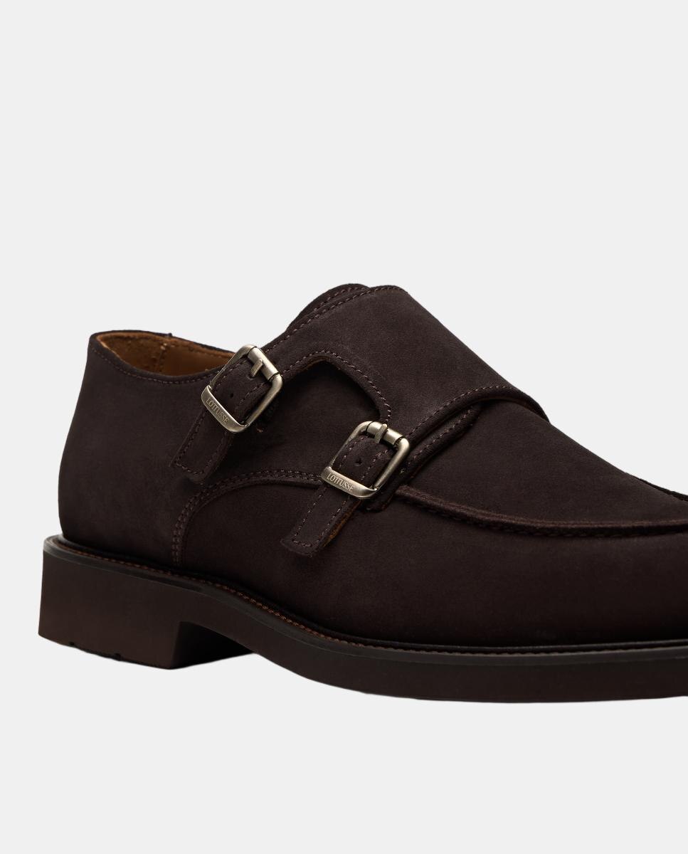 Imagen 5 de Zapato doble hebilla mocasin hombre piel de ante - Lottusse - Moka Moka