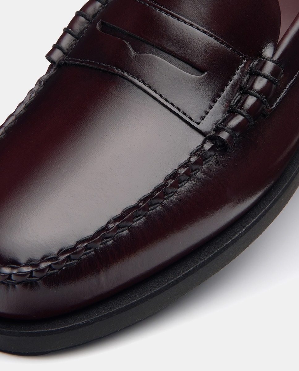 Mocassins em Pele com Sola de Borracha Vermelho/Grená-2