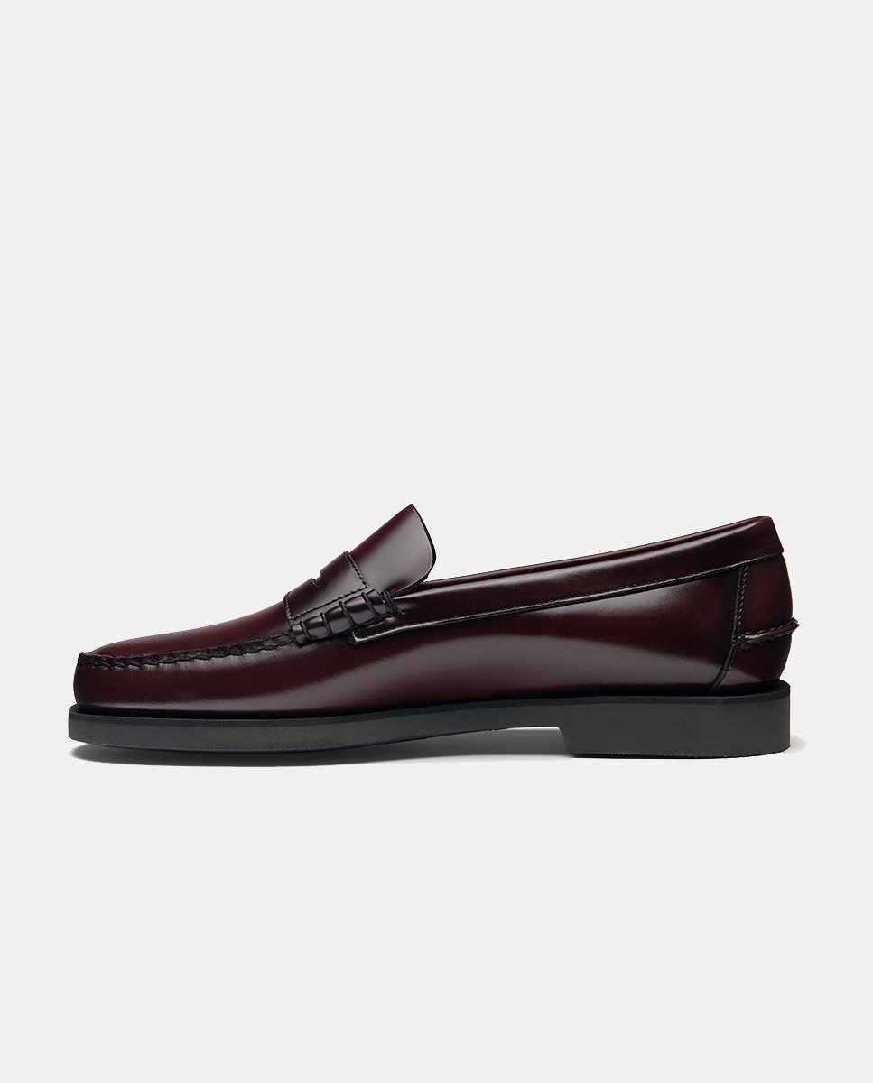 Mocassins em Pele com Sola de Borracha Vermelho/Grená-5