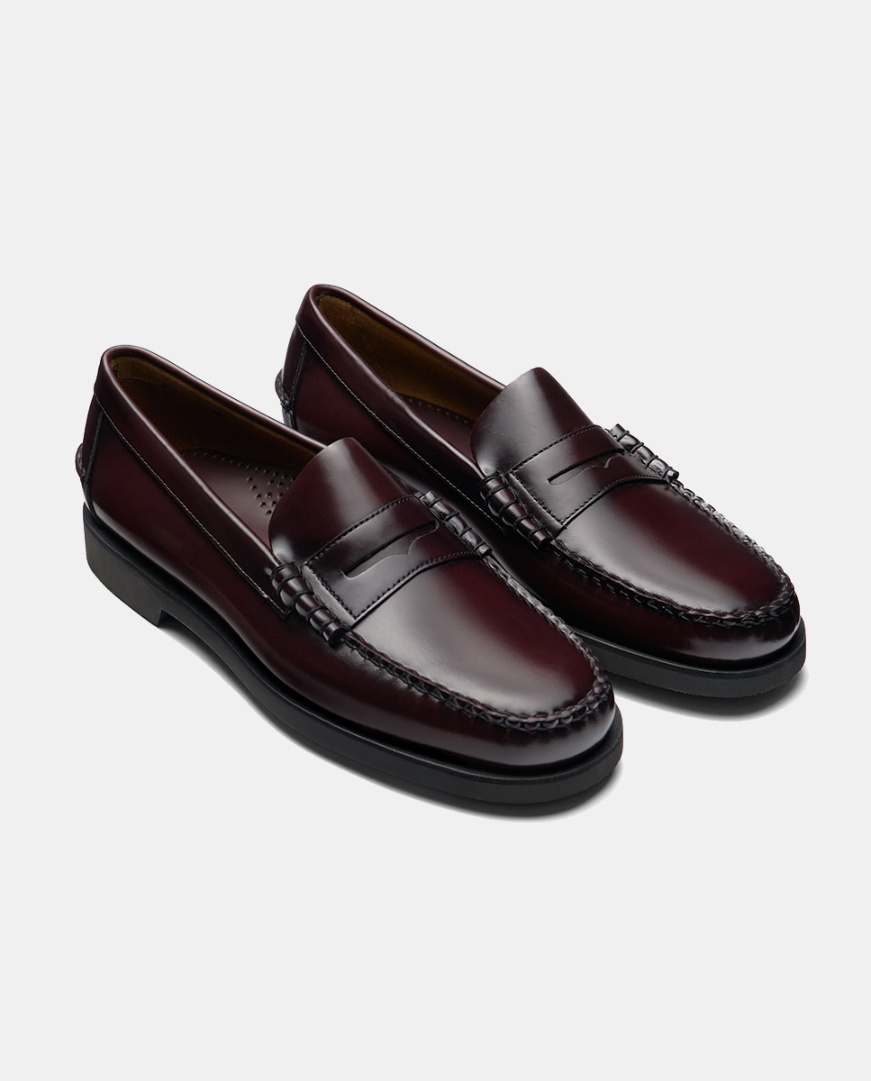 Mocassins em Pele com Sola de Borracha Vermelho/Grená-6