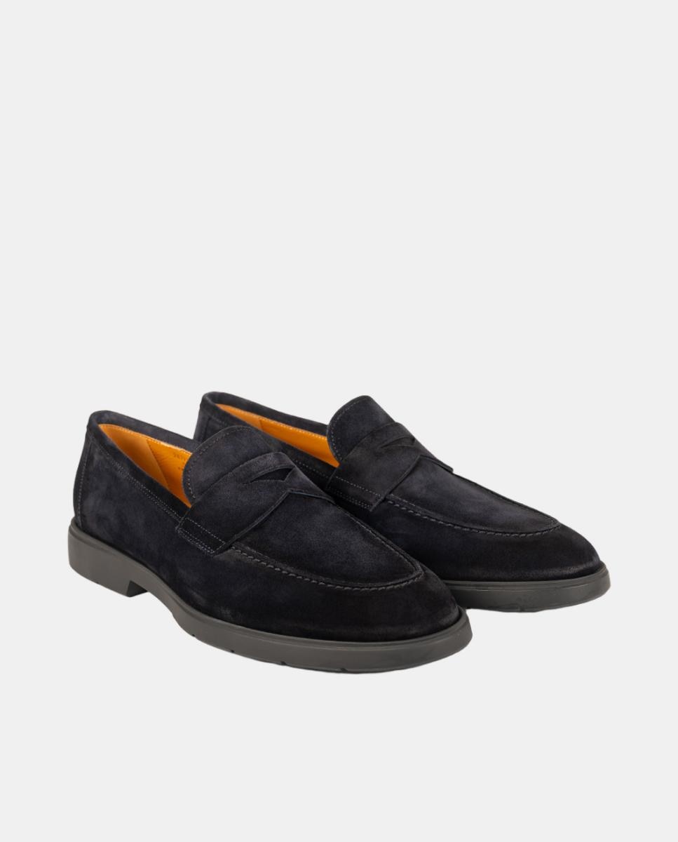 Mocassins de Travessão em Pele PG Pointer Azul-escuro-2