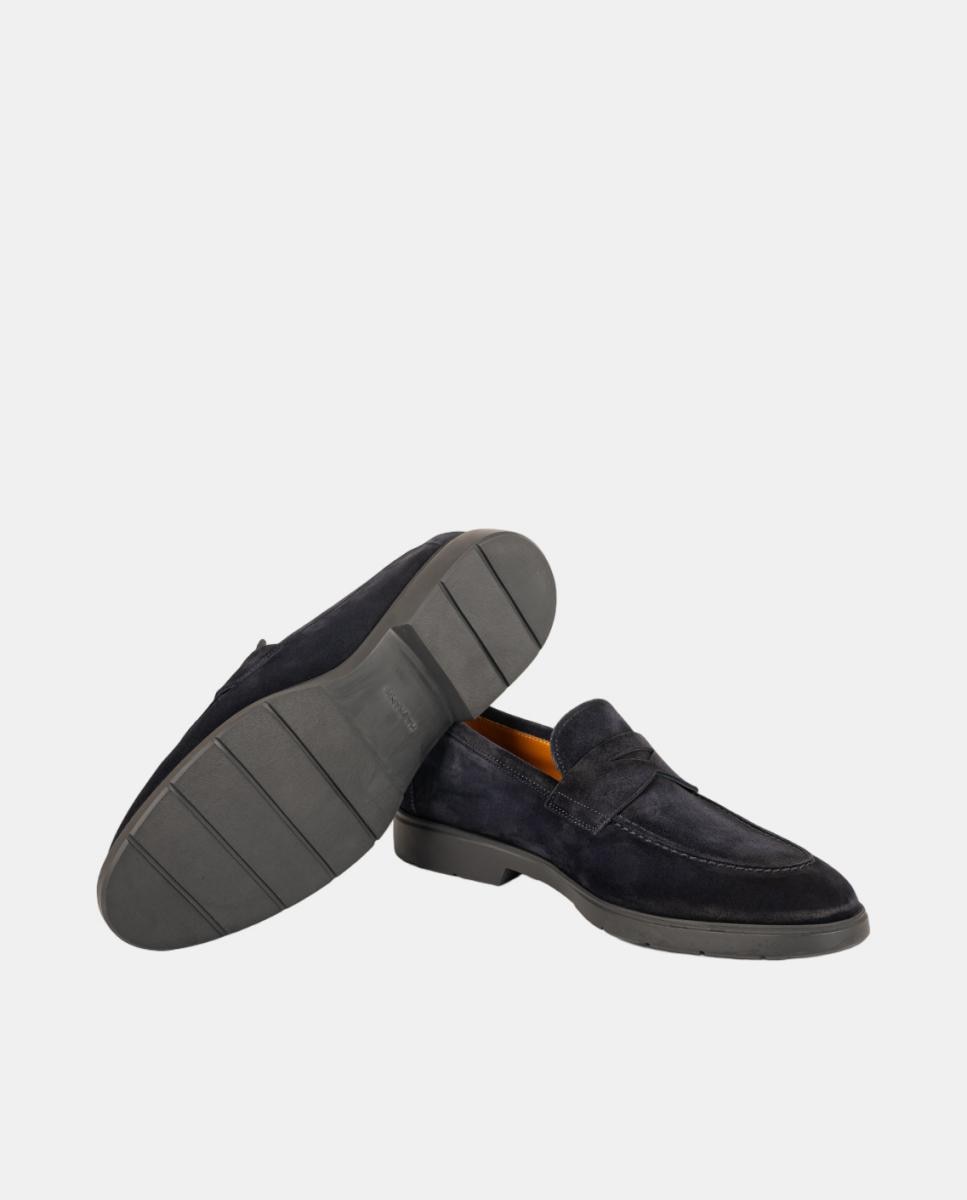 Mocassins de Travessão em Pele PG Pointer Azul-escuro-5