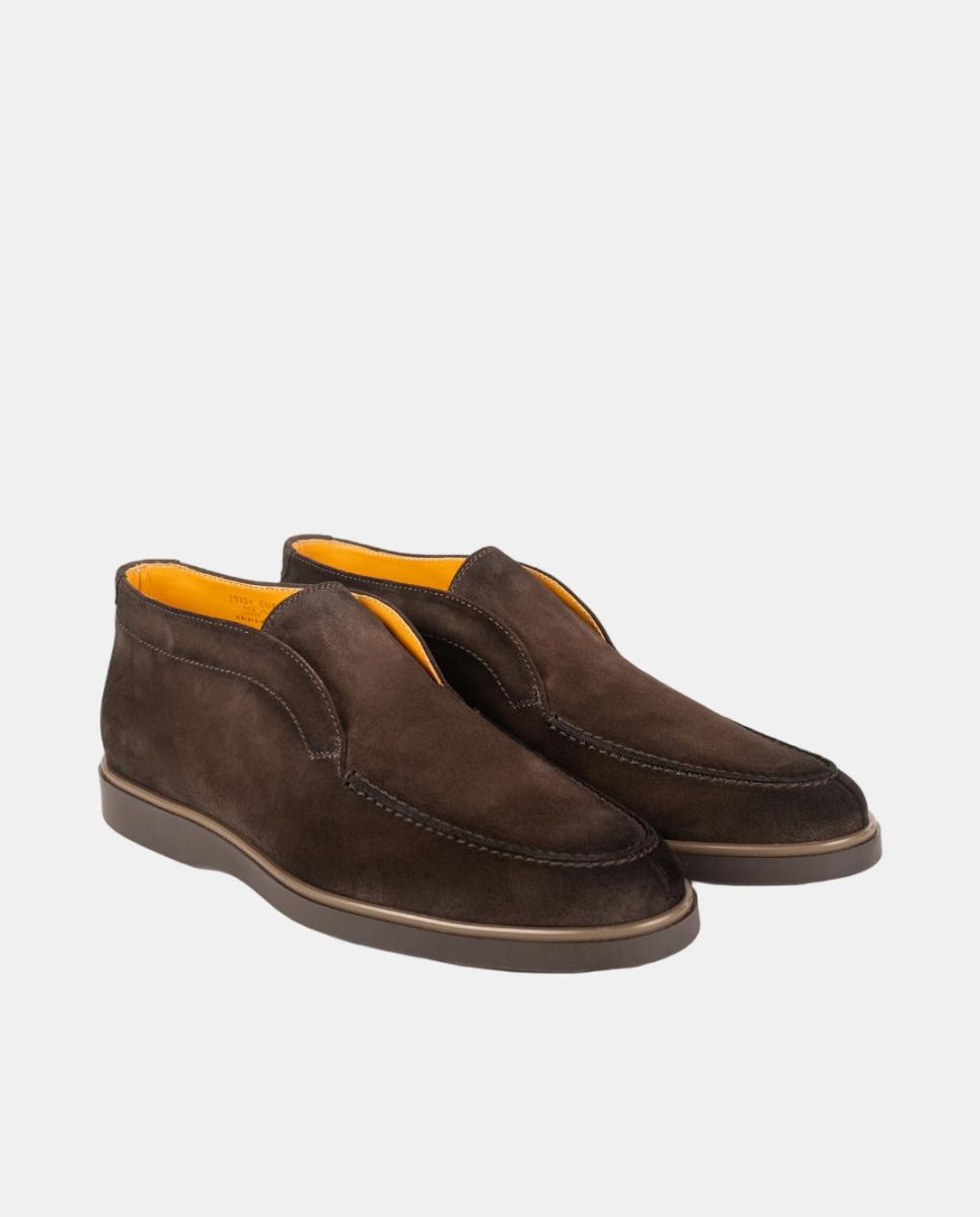 Botins Slip On Wallabee em Pele PG Coroa MGN Castanho-escuro-2