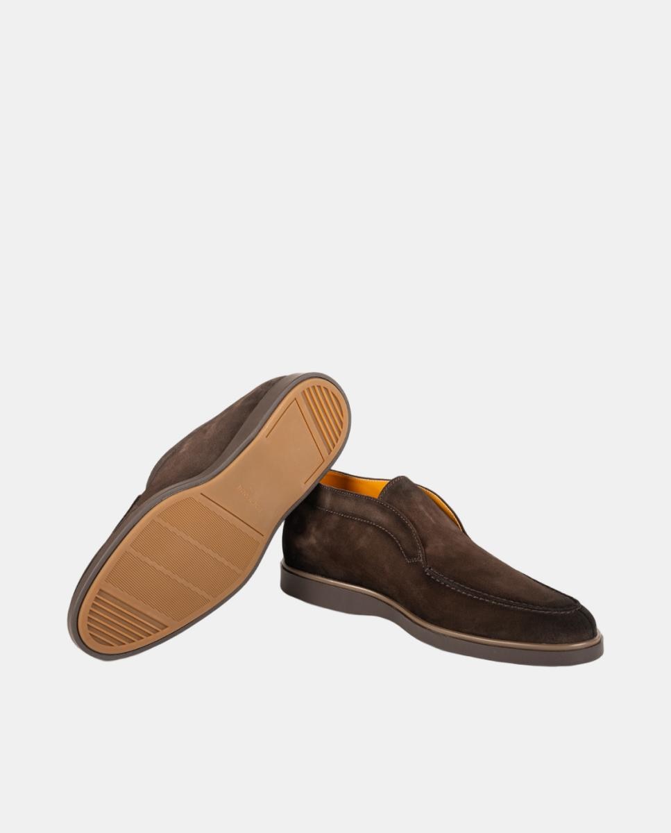 Botins Slip On Wallabee em Pele PG Coroa MGN Castanho-escuro-5