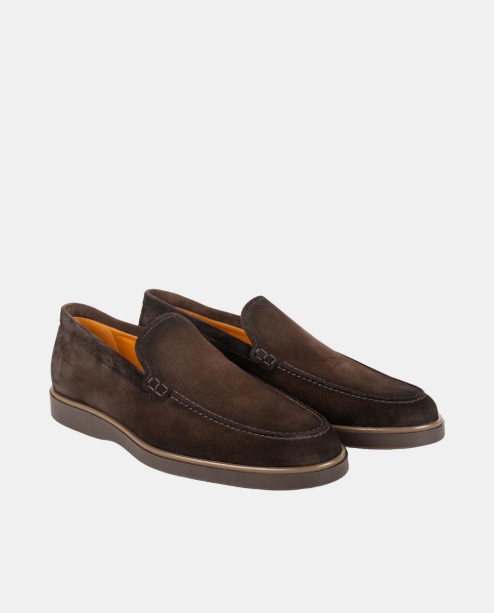 Mocassins Slip On em Pele Pg Coroa MGN Castanho-escuro-2