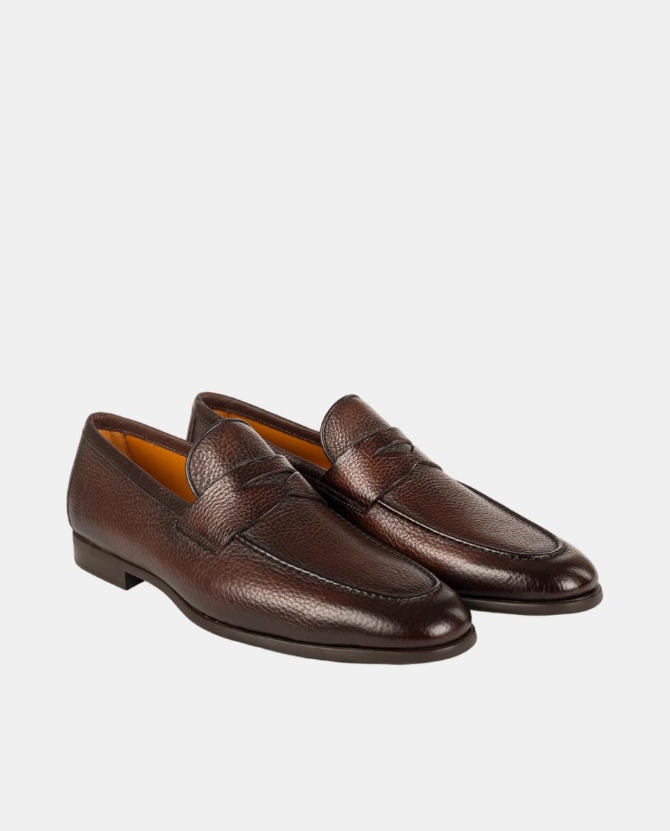 Mocassins de Travessão em Pele PG Aston Castanho-2