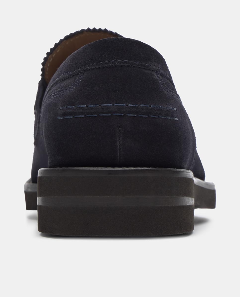 Imagen 3 de Mocasines de hombre en marrón de ante con detalle de antifaz y suela de goma - Lottusse - Azul marino Azul marino