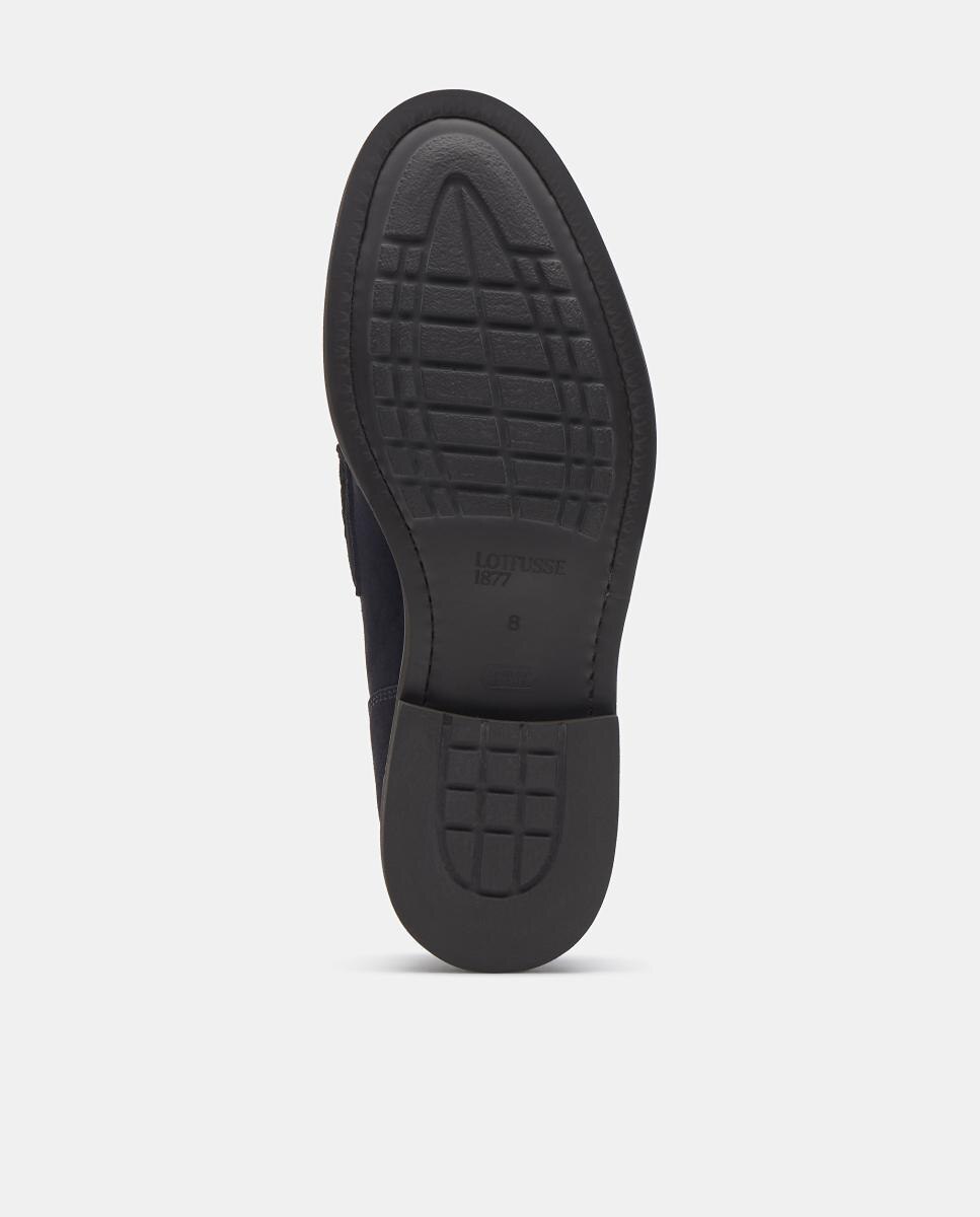 Imagen 5 de Mocasines de hombre en marrón de ante con detalle de antifaz y suela de goma - Lottusse - Azul marino Azul marino