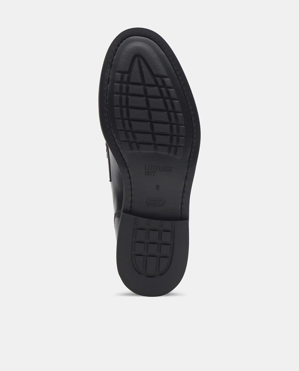 Sapatos Tipo Mocassins em Pele com Fita Preto-5