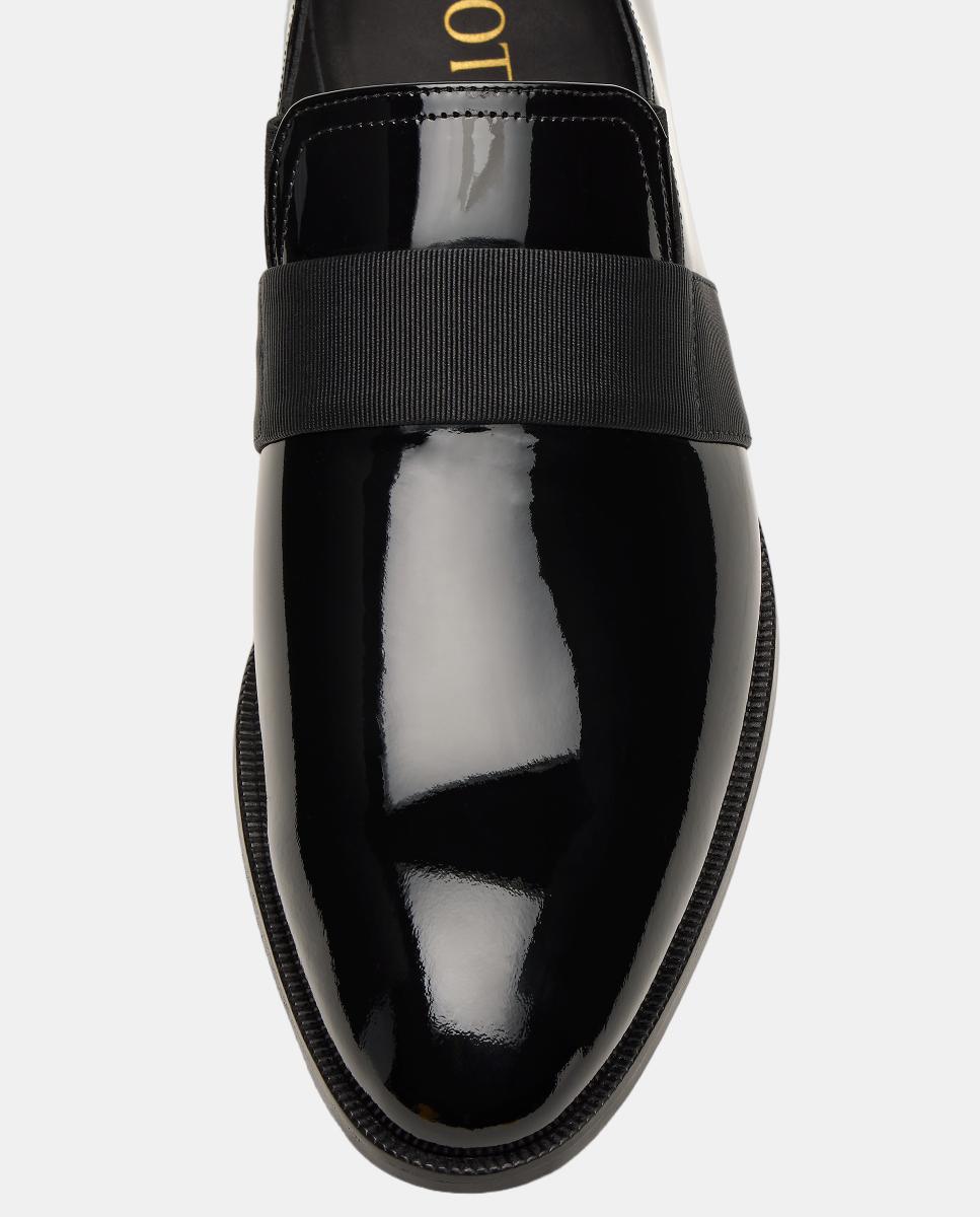 Sapatos Tipo Mocassins Slip On com Fita em Pele Envernizada Preto-3