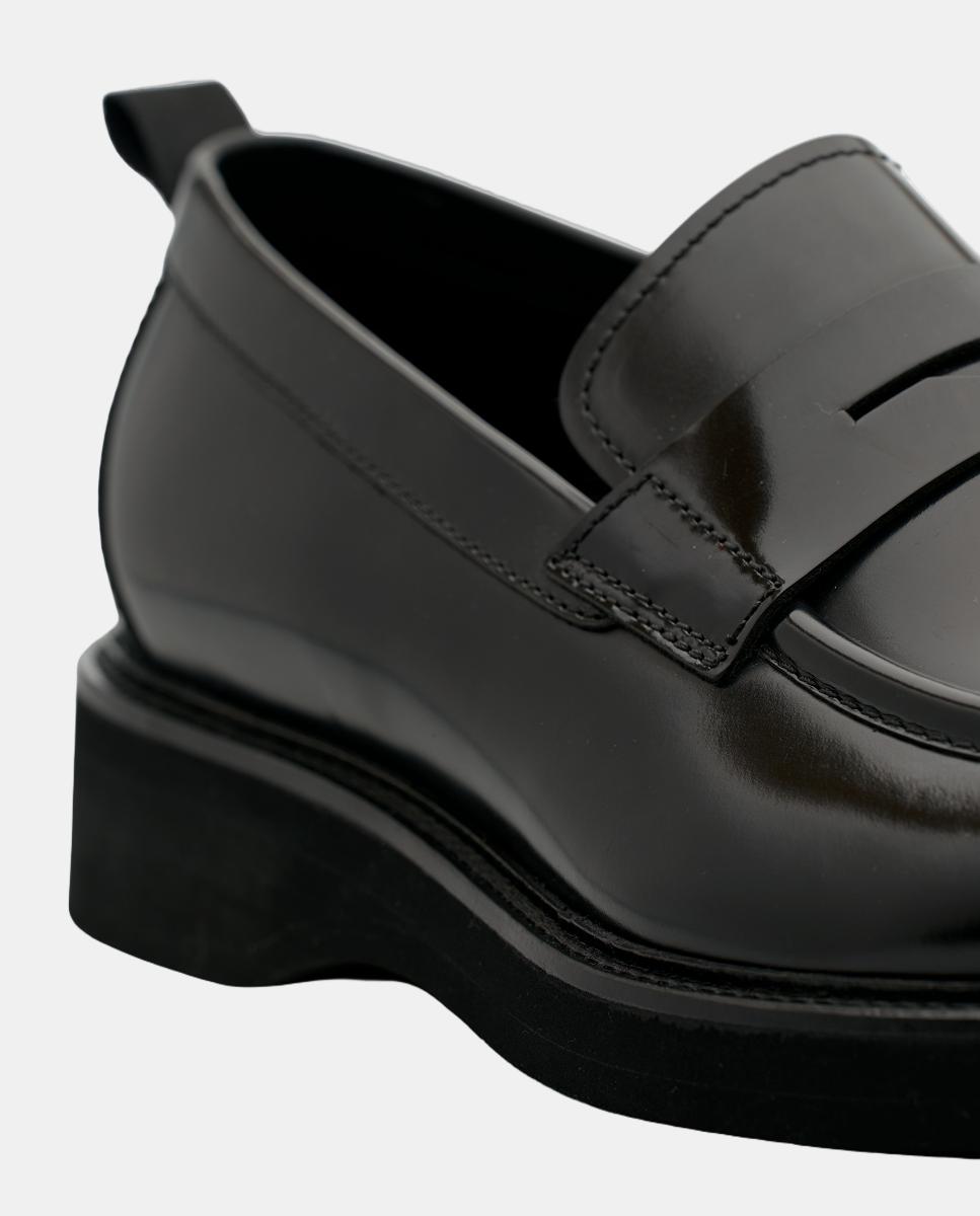 Sapatos Tipo Mocassins em Pele com Fita Preto-6