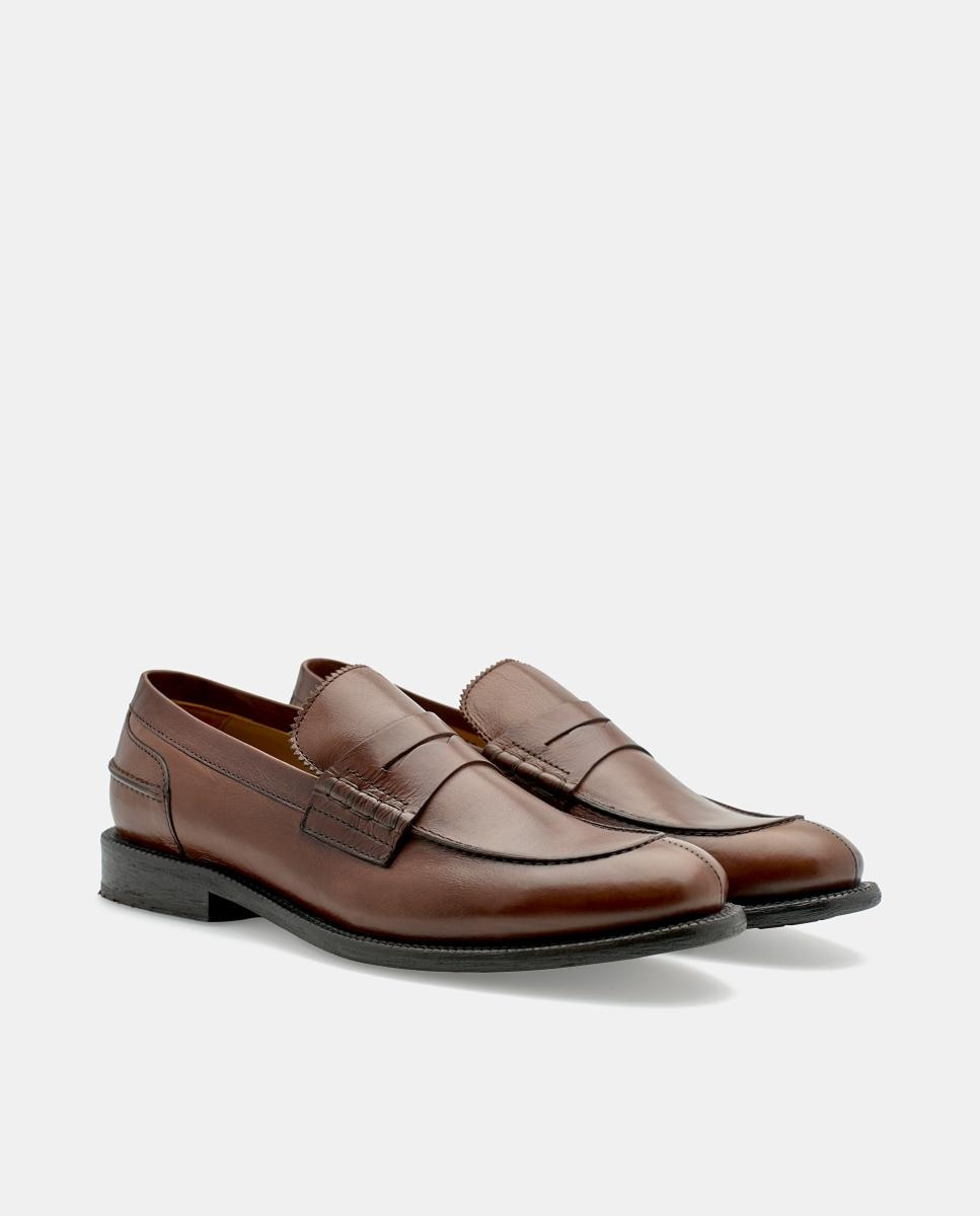 Sapatos Tipo Mocassins em Pele com Fita Moca-2