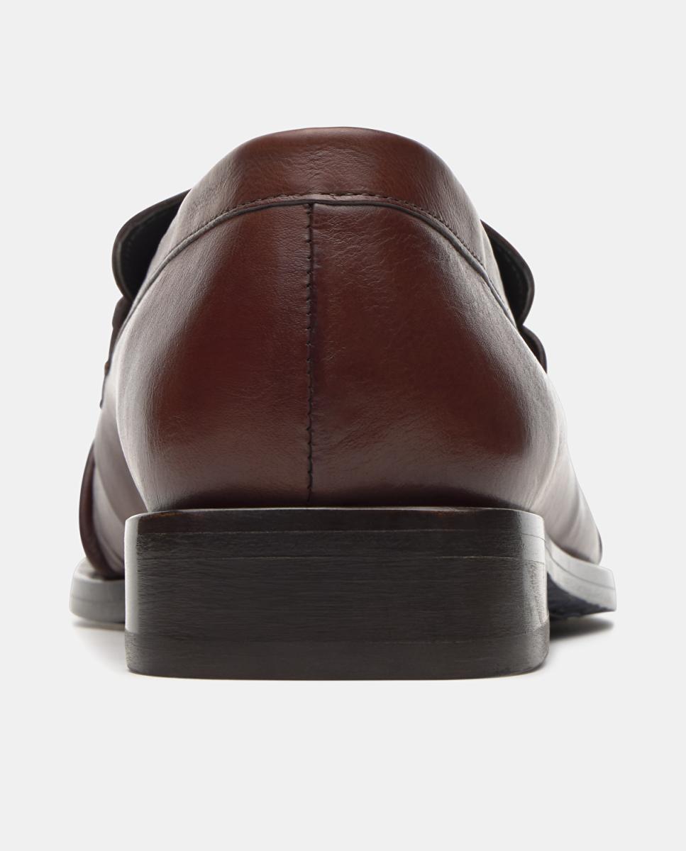 Sapatos Tipo Mocassins em Pele com Fita e Franzido Moca-3