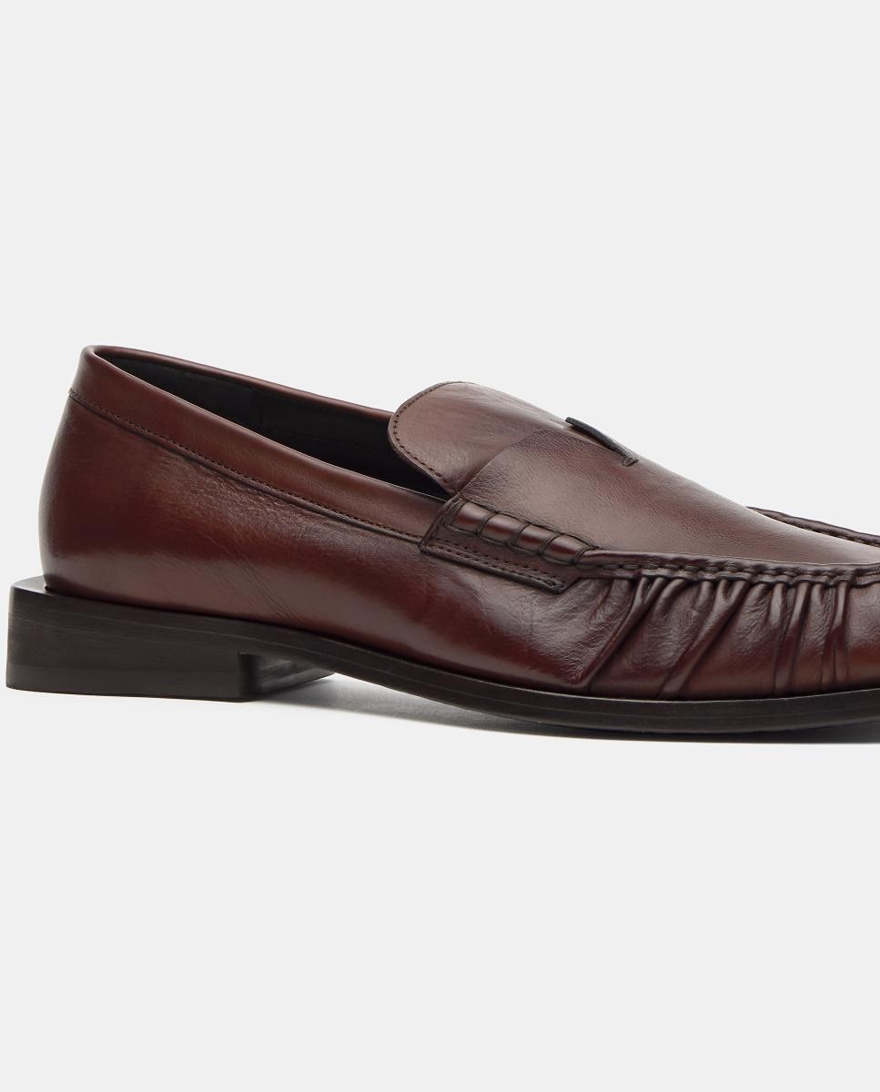 Sapatos Tipo Mocassins em Pele com Fita e Franzido Moca-6