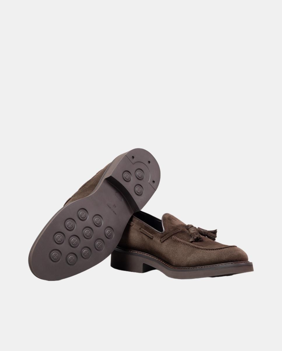 Mocasin em pele piso de borracha Castanho-chocolate-3