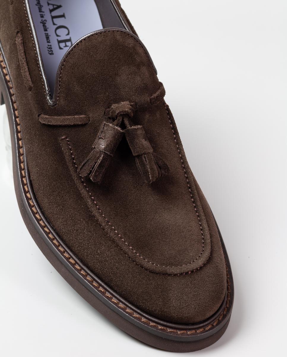 Mocasin em pele piso de borracha Castanho-chocolate-6