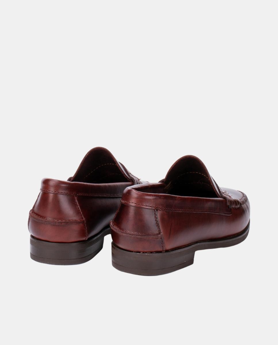Mocassins com Travessão de Camurça e Sola de Borracha - Castanho Castanho-escuro-2