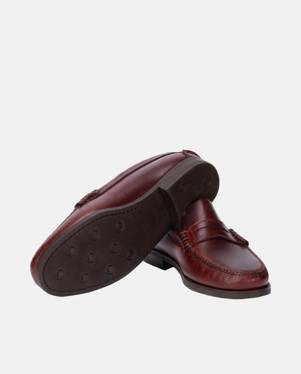 Mocassins com Travessão de Camurça e Sola de Borracha - Castanho Castanho-escuro-3