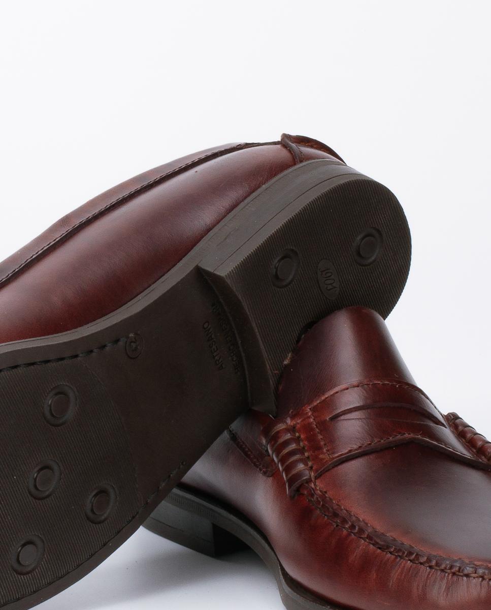 Mocassins com Travessão de Camurça e Sola de Borracha - Castanho Castanho-escuro-4