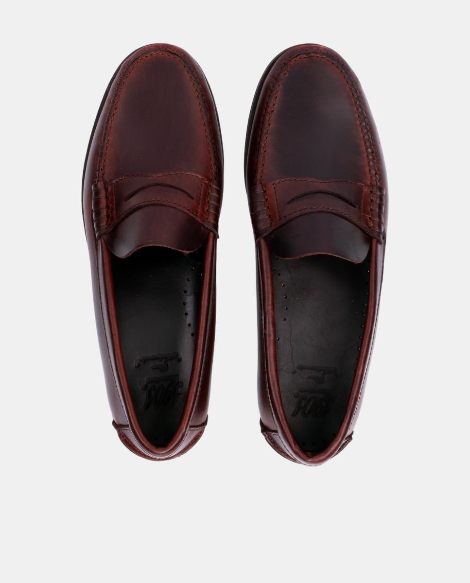 Mocassins com Travessão de Camurça e Sola de Borracha - Castanho Castanho-escuro-5