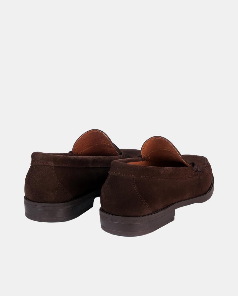 Mocassins com Fita de Camurça e Sola de Borracha - Castanho Castanho-escuro-2