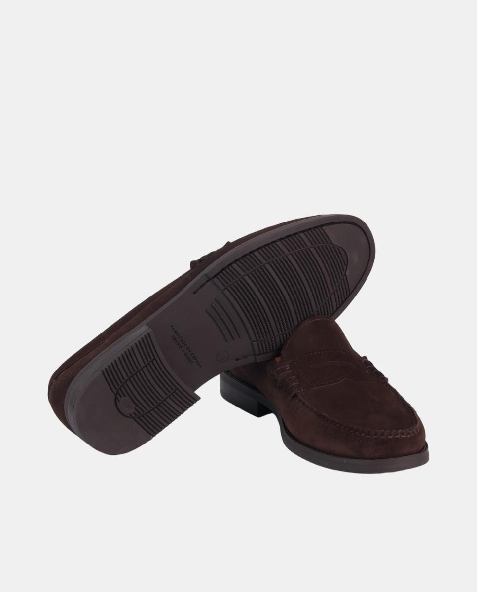 Mocassins com Fita de Camurça e Sola de Borracha - Castanho Castanho-escuro-3