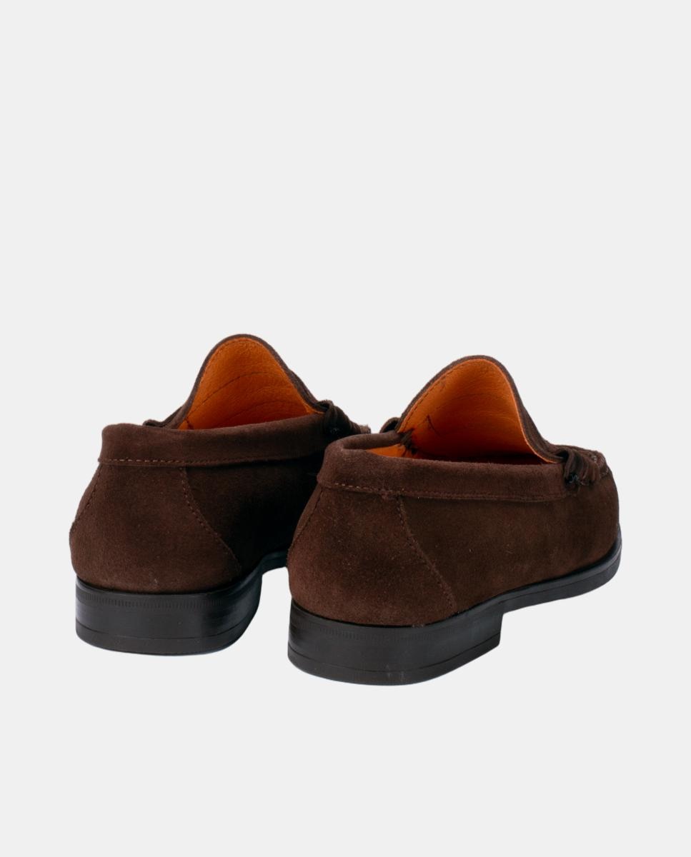 Mocassins com Travessão de Camurça e Sola de Borracha - Castanho Castanho-escuro-2