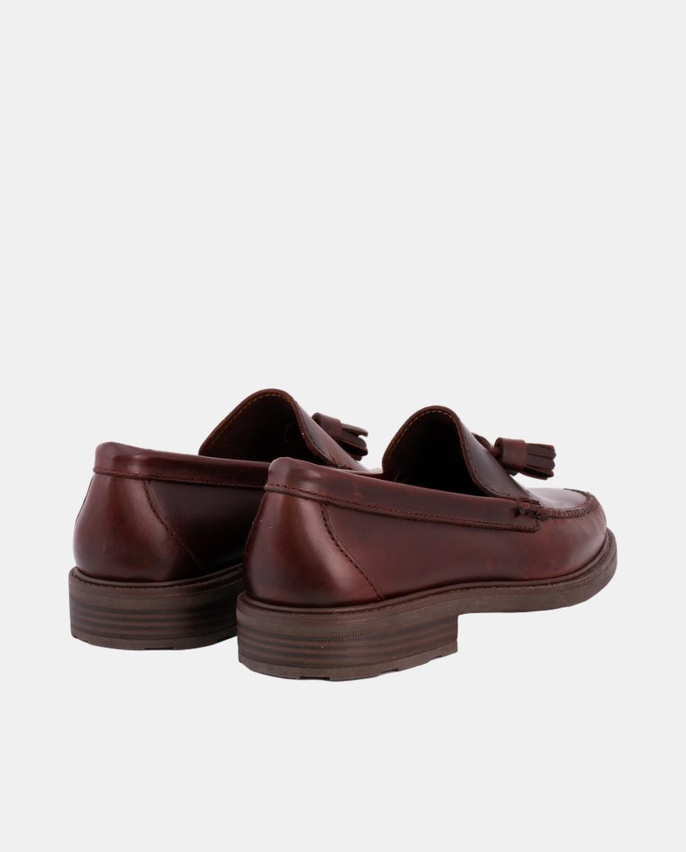 Mocassins com Borlas Ciclon Moka e Sola de Borracha Castanho-escuro-2