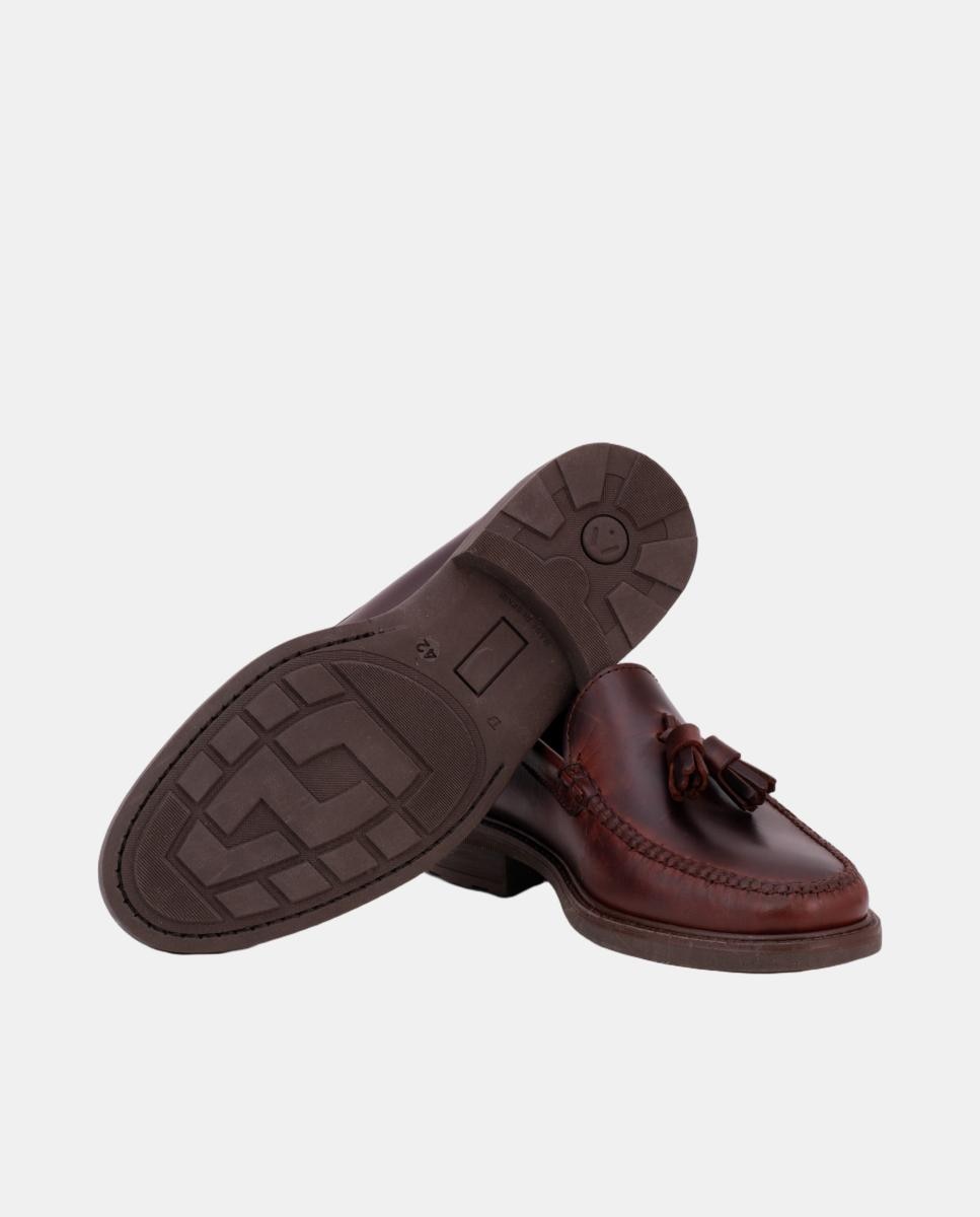 Mocassins com Borlas Ciclon Moka e Sola de Borracha Castanho-escuro-3