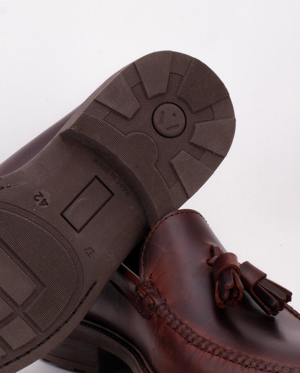 Mocassins com Borlas Ciclon Moka e Sola de Borracha Castanho-escuro-4