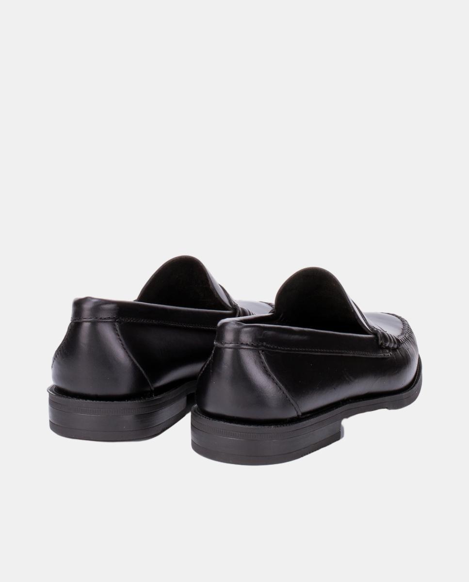 Mocassins Ciclon com Travessão e Sola de Borracha - Preto Preto-2