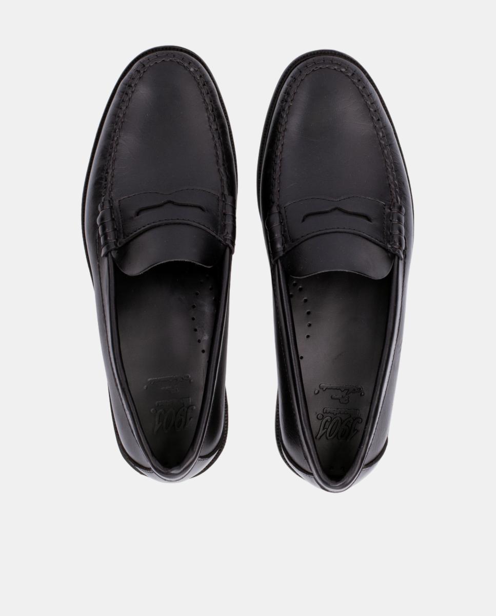 Mocassins Ciclon com Travessão e Sola de Borracha - Preto Preto-5