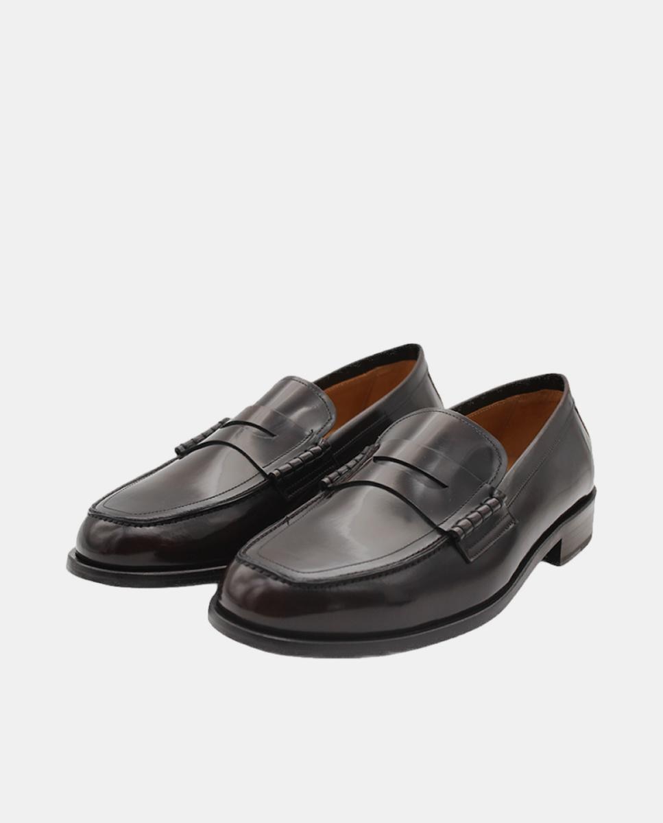 Mocassins em Pele com Fita Castanho-escuro-2
