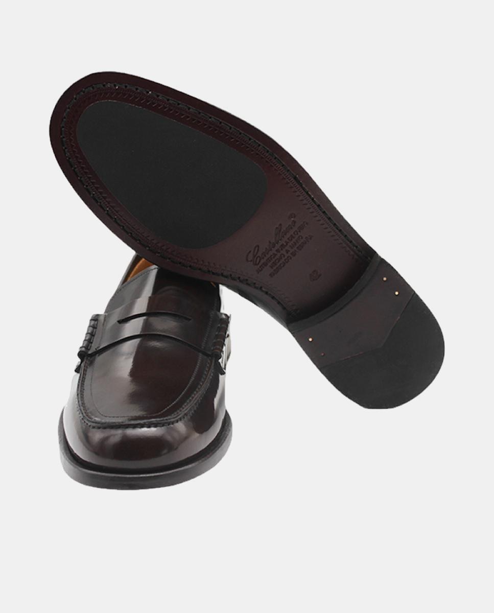 Mocassins em Pele com Fita Castanho-escuro-4