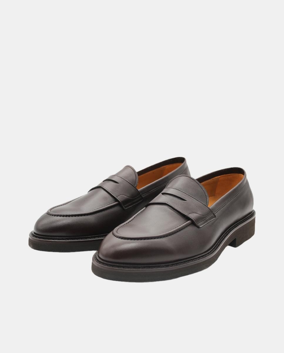Mocassins em Pele com Fita Castanho-escuro-2
