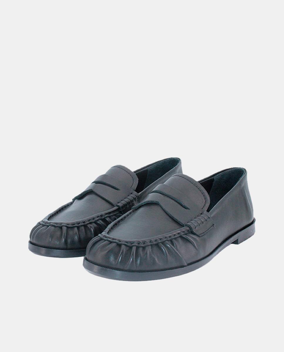Mocassins em Pele com Fita Preto-2