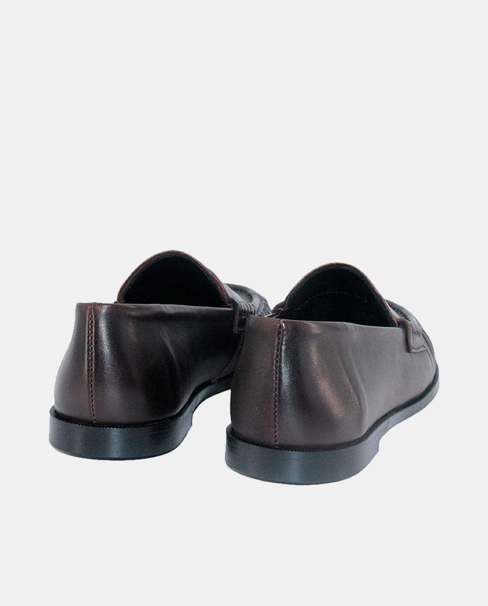Mocassins em Pele com Fita Castanho-escuro-3