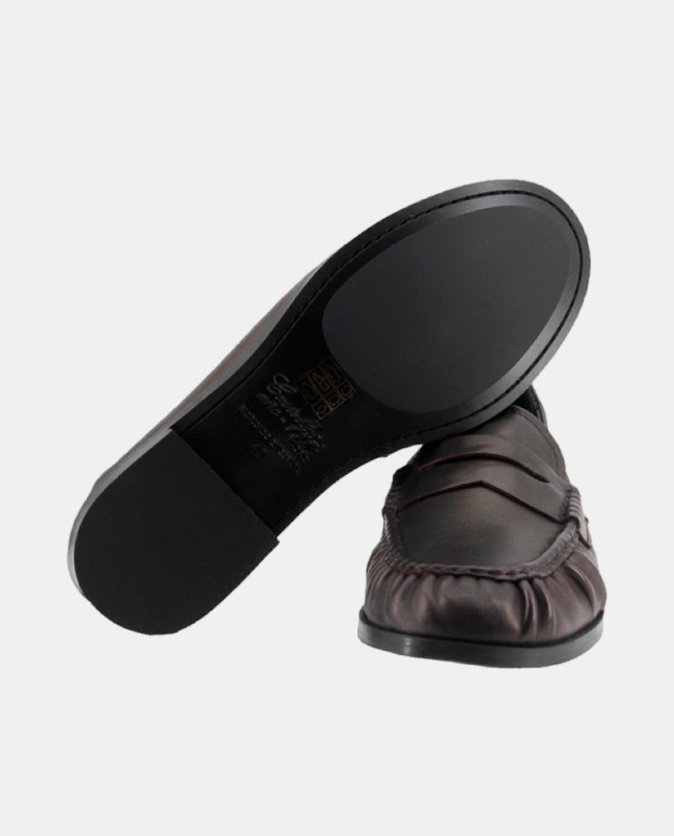 Mocassins em Pele com Fita Castanho-escuro-4