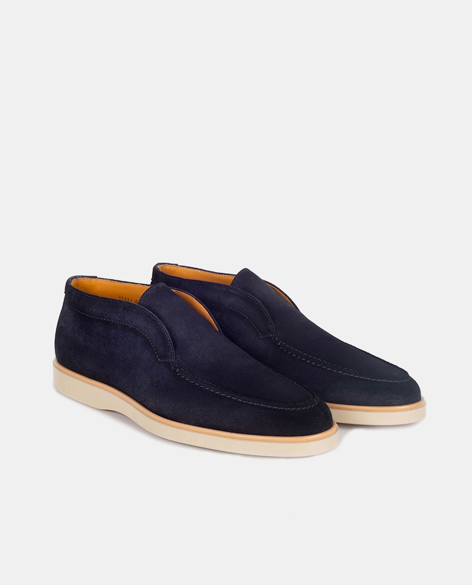 Botins com Sola de Borracha e em Croute Azul-marinho-2