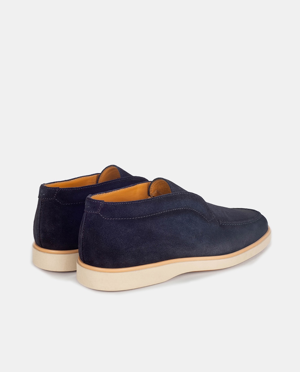 Botins com Sola de Borracha e em Croute Azul-marinho-3