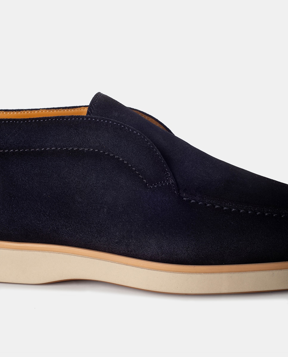 Botins com Sola de Borracha e em Croute Azul-marinho-6
